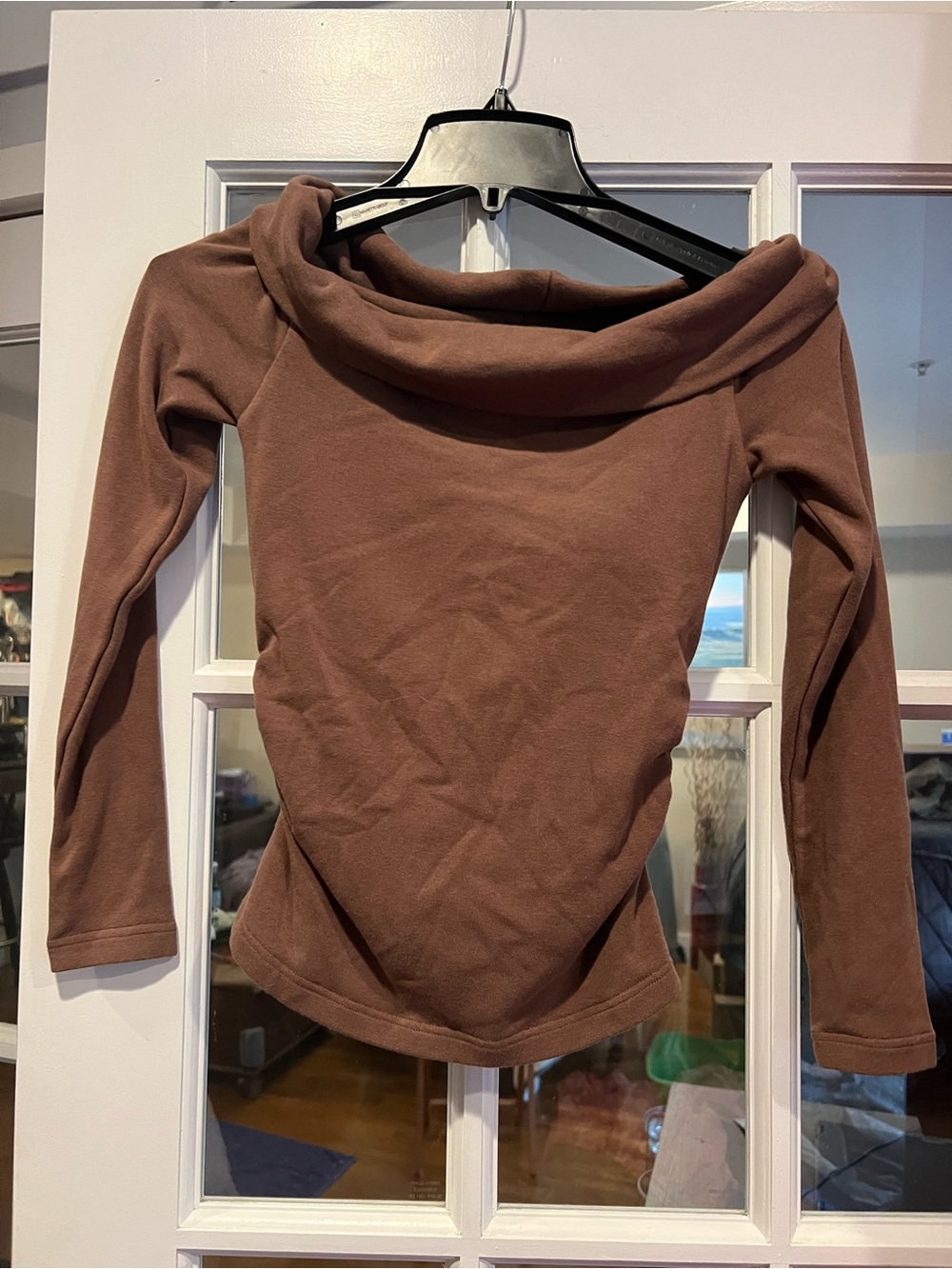 OGL Off-the-Shoulder Sweater in Chocolate Brown